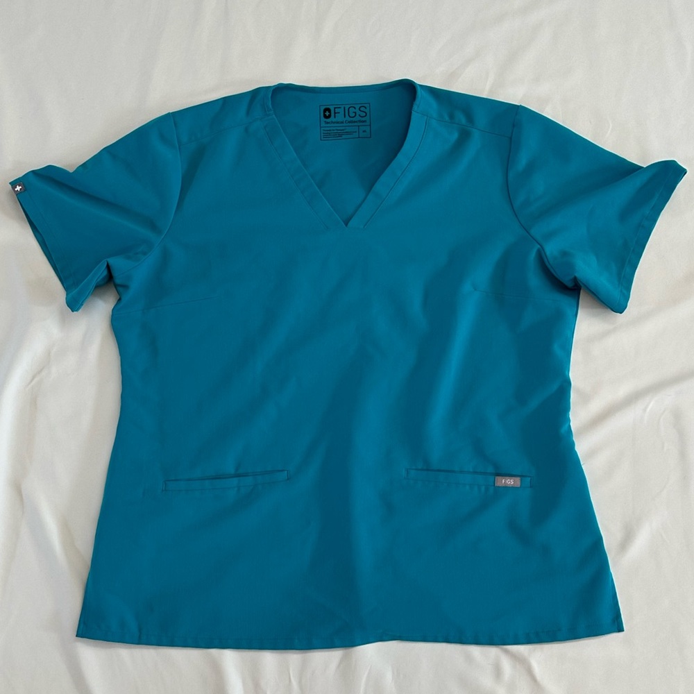 Figs Teal Casma Scrub Top XL